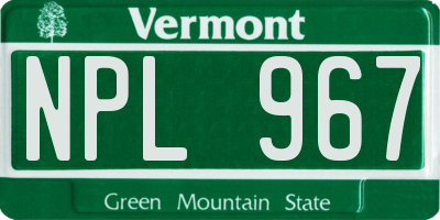 VT license plate NPL967
