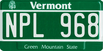 VT license plate NPL968