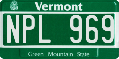 VT license plate NPL969