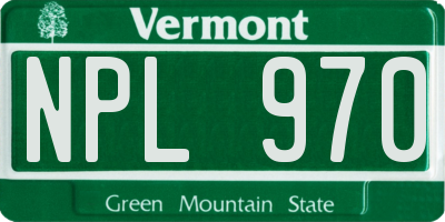 VT license plate NPL970