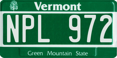 VT license plate NPL972