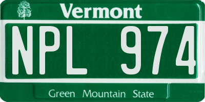 VT license plate NPL974