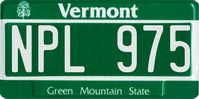 VT license plate NPL975