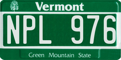 VT license plate NPL976
