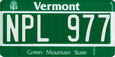 VT license plate NPL977
