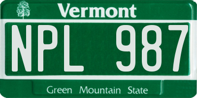 VT license plate NPL987