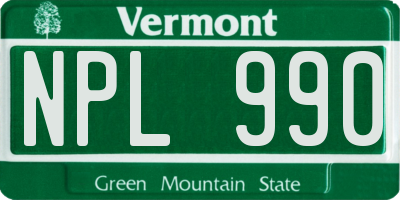 VT license plate NPL990