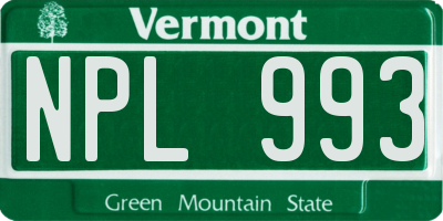 VT license plate NPL993