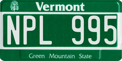 VT license plate NPL995