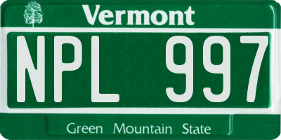 VT license plate NPL997