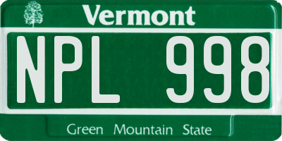 VT license plate NPL998