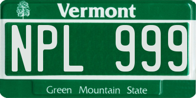 VT license plate NPL999