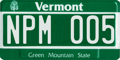 VT license plate NPM005