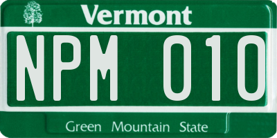 VT license plate NPM010