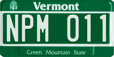 VT license plate NPM011