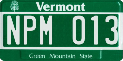 VT license plate NPM013