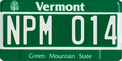 VT license plate NPM014