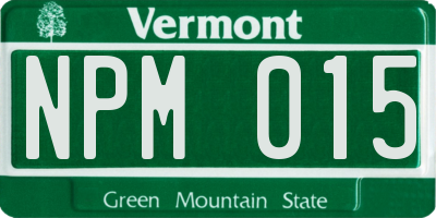 VT license plate NPM015