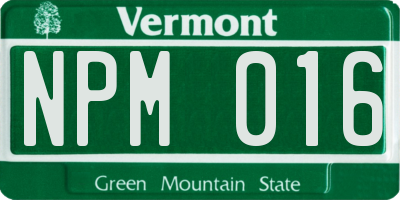 VT license plate NPM016