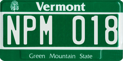 VT license plate NPM018