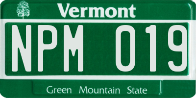 VT license plate NPM019