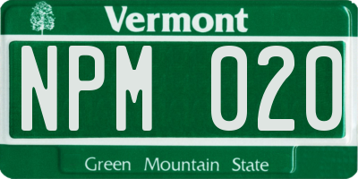 VT license plate NPM020