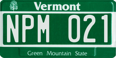 VT license plate NPM021