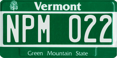 VT license plate NPM022