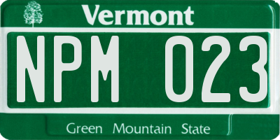 VT license plate NPM023