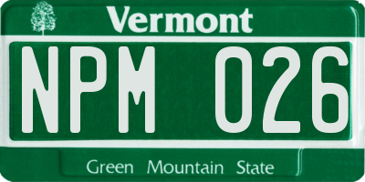 VT license plate NPM026