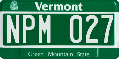 VT license plate NPM027