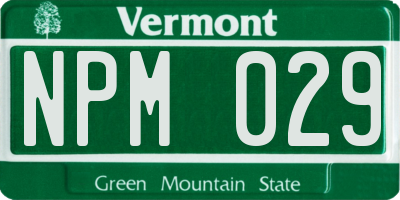 VT license plate NPM029