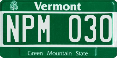 VT license plate NPM030