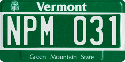 VT license plate NPM031