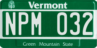 VT license plate NPM032