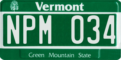 VT license plate NPM034