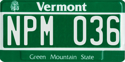VT license plate NPM036