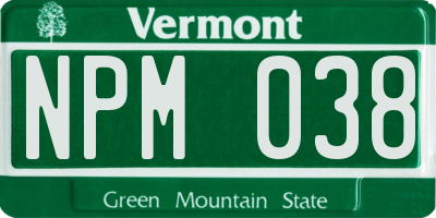 VT license plate NPM038