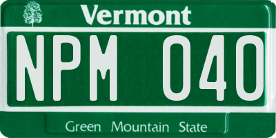 VT license plate NPM040