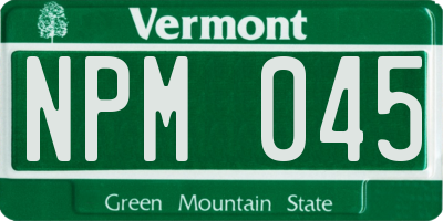 VT license plate NPM045
