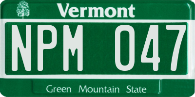 VT license plate NPM047