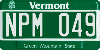 VT license plate NPM049