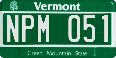 VT license plate NPM051