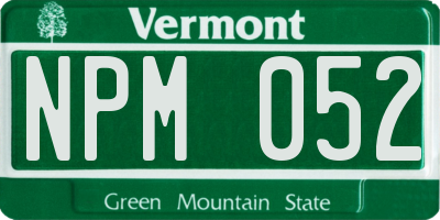 VT license plate NPM052
