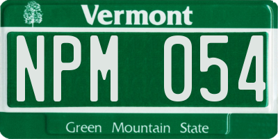 VT license plate NPM054