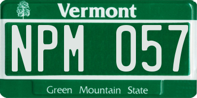 VT license plate NPM057
