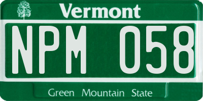 VT license plate NPM058