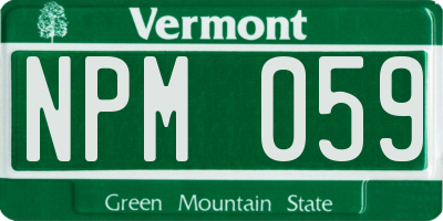 VT license plate NPM059