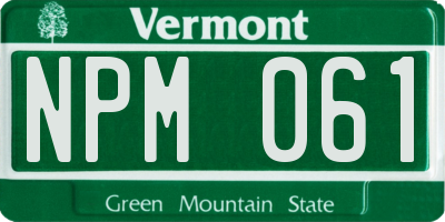 VT license plate NPM061