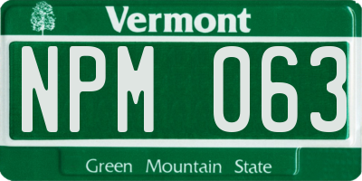VT license plate NPM063